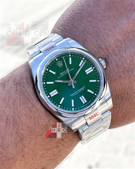 rolex oyster perpetual green 41mm|rolex oyster perpetual 41mm silver.